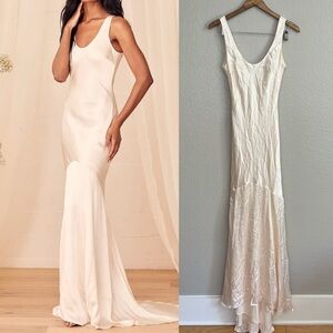 Love All of Me Champagne Satin Maxi Dress